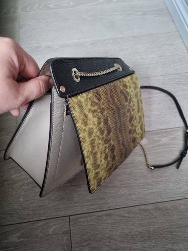 Furla Crossbody Bag Small Snake Skin Colour With Side Pocket,black Grey Zipper