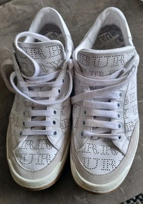 Womens Sneakers Burberry EU Size 38 White Shoes Leather Suede Casual Preowned