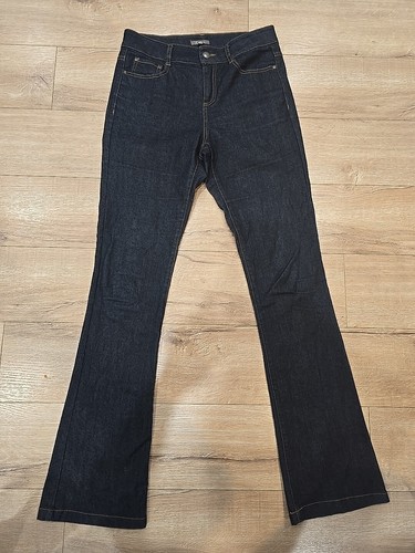 Katies Jeans Womens Size 8 Slight Flare Dark Blue Denim Stretchy Waist 14 Light