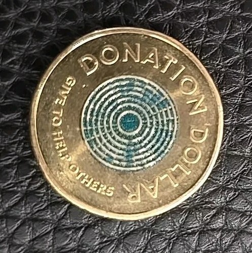One Dollar Australian 2020 Rare Donation $1 Coloured Coin Queen Initials JC