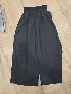 Linen Wide Leg Black Womens Pants Shein Medium Size EU 38 US 6 Ramadan Fashion