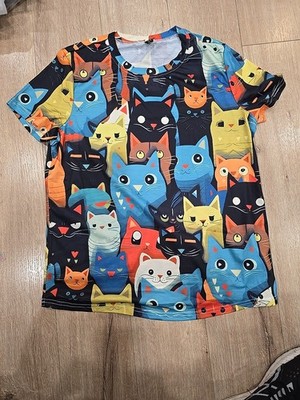 Cats Color Shirt Shor Sleeve Womens Medium Size EU 38 US 6 SHEIN Fashion
