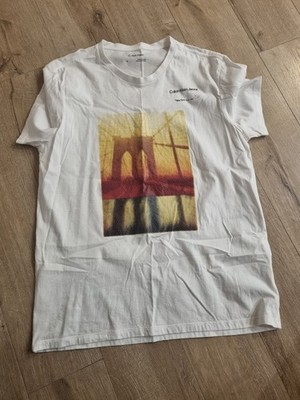 Calvin Klein Mens L Tshirt White Preowned Fashion