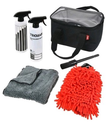 Car Detailing Kit Pro Wash mitt towel brush 2x500ml dilution spray bottles Bag