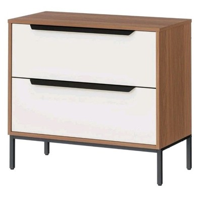 Astin Sinclair 2 Drawer Side Table Walton White & Oak-Look Furniture Indoor