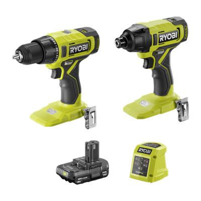 Ryobi 18V ONE+ Drill Driver and Impact Driver 2Ah Kit R18X2F21 Workshop Tool