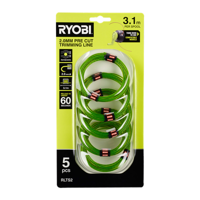 Ryobi 2.0mm Pre-Cut Spools - 5 pieces Door Hardware
