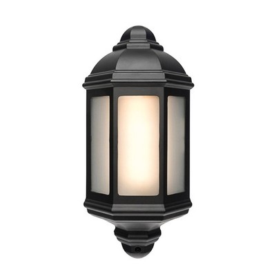 Brilliant 18W Matt Black LED Maldon Half Coach Wall Light Door Hardware