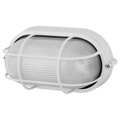 Arlec White Oval Caged Bunker Light Home