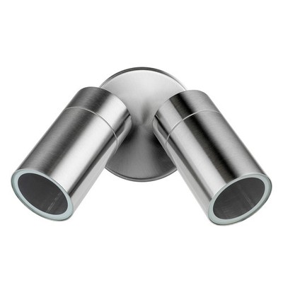 Brilliant Stainless Steel Coolum Exterior 2 Head Wall Light Home