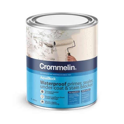 Crommelin 1L Flat Aquablock Waterproof Primer Undercoat Car Interior