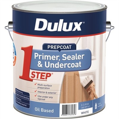 Dulux 4L White Prepcoat 1Step Oil Based Primer Sealer And Undercoat - 4L Auto