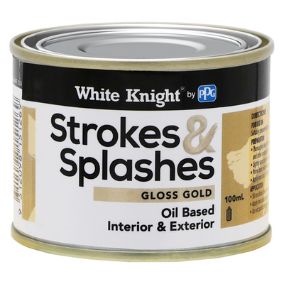 White Knight 100ml Gold Strokes And Splashes Paint - Gold Home