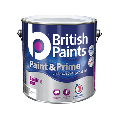 British Paints Ceiling Paint & Prime White - 4L Home DIY