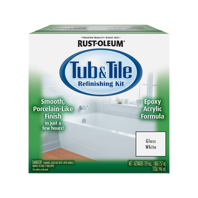 Rust-Oleum 946ml White Gloss Tub And Tile Refinishing Kit Car Interior Auto