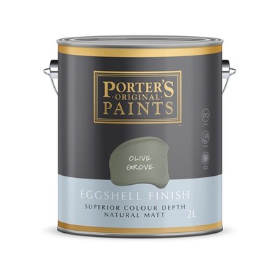 Porter's 2L Olive Grove Eggshell Finish Broadwall Washable Paint Car Interior