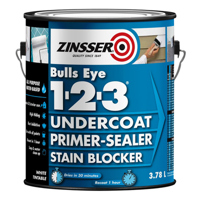 Zinsser 3.78L White Bulls Eye Primer Undercoat Sealer And Stain Blocker Garden