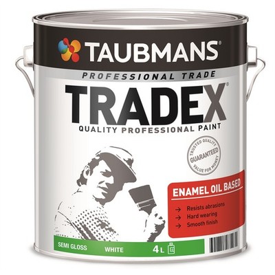 Taubmans 4L Tradex Semi Gloss White Enamel Oil Based Paint Car Service Auto