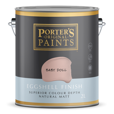 Porter's 2L Baby Doll Eggshell Finish Broadwall Washable Paint Car Interior Auto