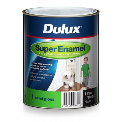 Dulux 1L Super Enamel Paint Semi Gloss Black Car Interior Auto