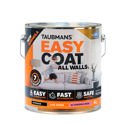 Taubmans 4L Hi-C Red Low Sheen Easycoat All Walls Interior Paint Car Interior