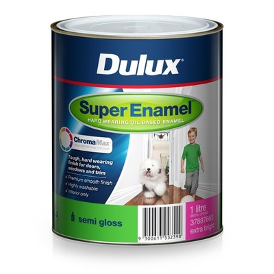 Dulux 1L Super Enamel Paint Semi Gloss Extra Bright Car Interior Auto