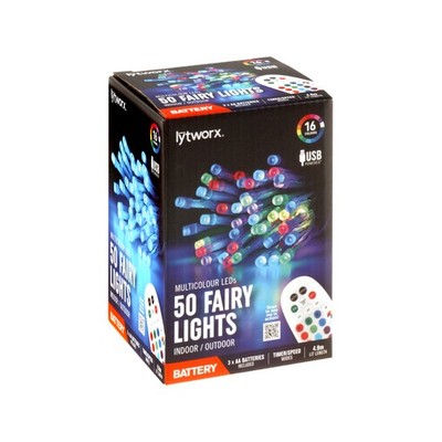 Lytworx Multicolour Battery/USB Powered Fairy Lights - 50 pieces Car Charger