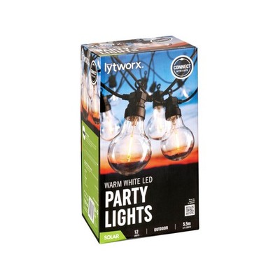 Lytworx 12 Warm White Solar Connectable Party Lights Garden Outdoor