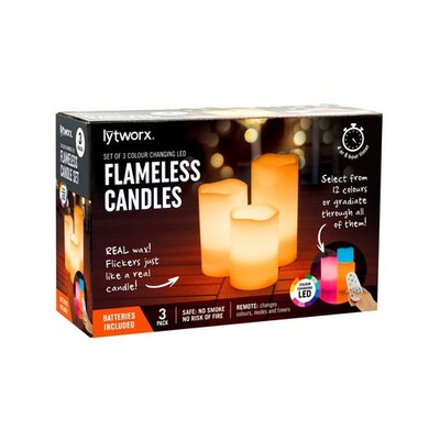 Lytworx Colour Changing LED Flameless Candle Set With Remote Car Remote Auto