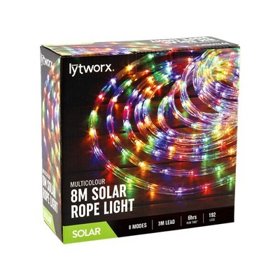 Lytworx 8m Multicolour LED Solar Rope Light Garden Outdoor
