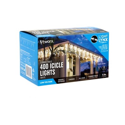 Lytworx 400 White LED Connectable Icicle Lights Garden Outdoor