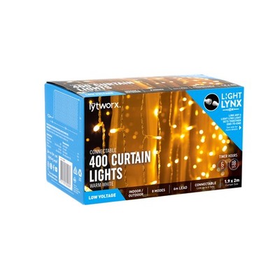 Lytworx 400 Warm White Connectable Curtain Lights Garden Outdoor