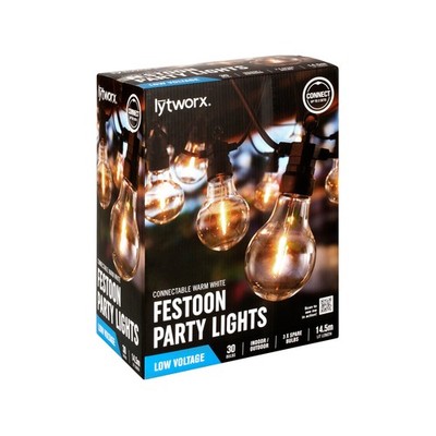 Lytworx 30 Warm White Connectable Festoon Party Lights Garden Outdoor