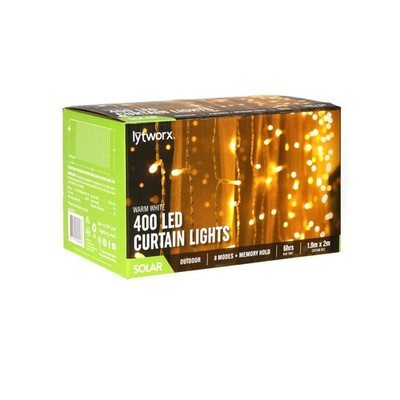 Lytworx Warm White Solar Curtain Lights - 400 pieces Garden Outdoor