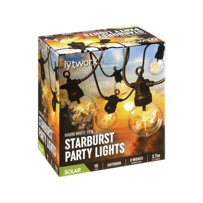 Lytworx Solar Starbust 10 Warm White Party Lights Garden Outdoor