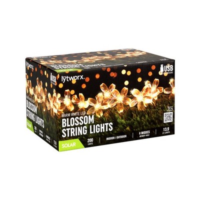 Lytworx 200 Warm White Solar Blossom String Lights Garden Outdoor
