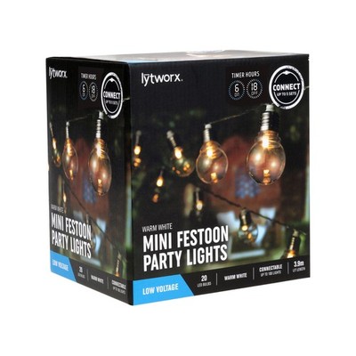 Lytworx Warm White Mini Festoon Party Lights Garden Outdoor