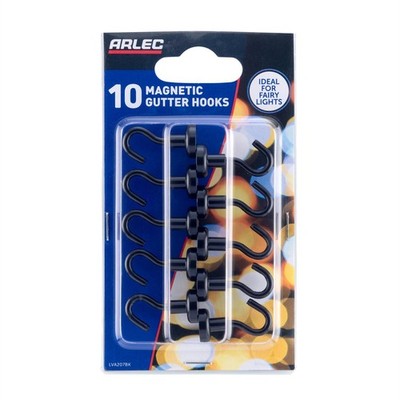Arlec 16mm Black Magnetic Gutter Hooks - 10 pcs in 1 piece Garden