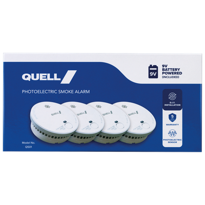 Quell 9V Q501 Photoelectric Smoke Alarm - 4 pieces Garden