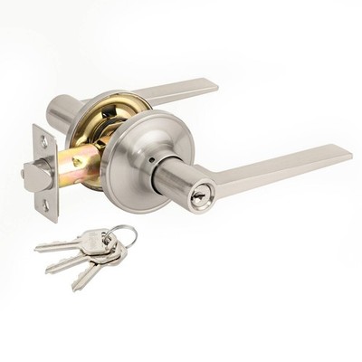 Ikonic Brushed Nickel Orbis Entrance Lever Set Door Hardware