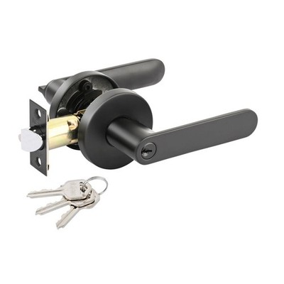 Ikonic Black Matte Sira Entrance Lever Set Door Hardware