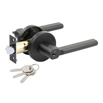 Ikonic Black Matte Fellino Entrance Lever Set Door Hardware