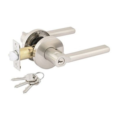 Ikonic Brushed Nickel Fellino Entry Lever Set Door Hardware