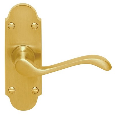 Delf 120mm Polished Brass Kensington Short Plate Lever Latch Set Door Hardware