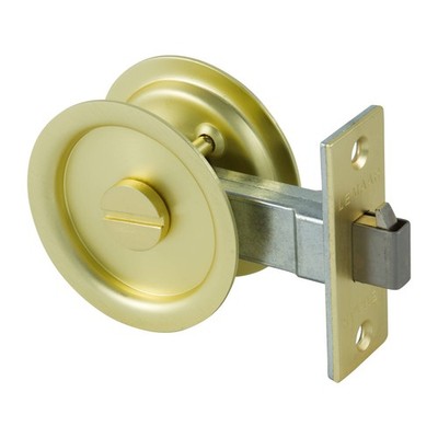 Lemaar 65mm Brushed Brass Round Sliding Cavity Privacy Set 56195BB Garden