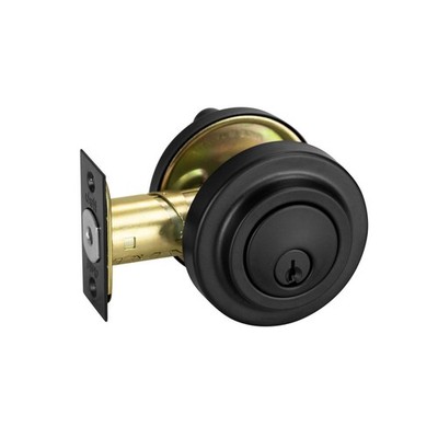 Delf Matte Black Low Profile Round Single Cylinder Deadbolt Door Hardware