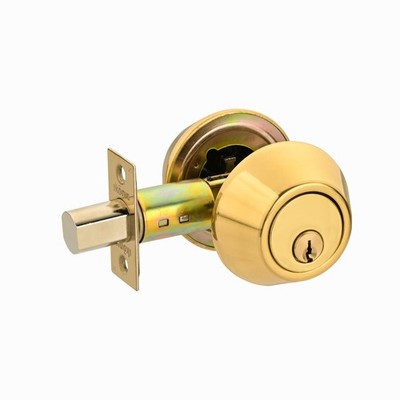 Ikonic Polished Brass Double Cylinder Deadbolt Door Hardware
