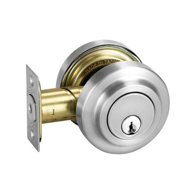 Delf Satin Nickel Low Profile Round Single Cylinder Deadbolt Door Hardware