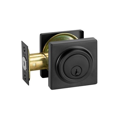 Delf Matte Black Low Profile Square Single Cylinder Deadbolt Door Hardware