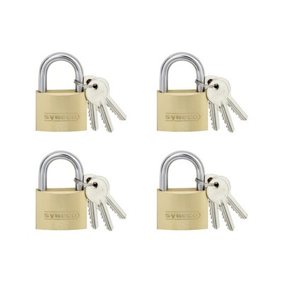 Syneco 40mm Brass Padlocks - 4 pieces Brake Parts Workshop Tool